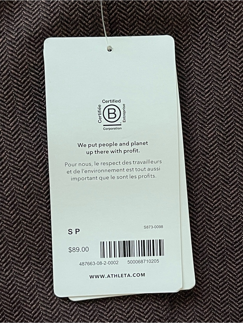 Athleta Dark Brown Herringbone Leggings-Size SP - Picture 5 of 9